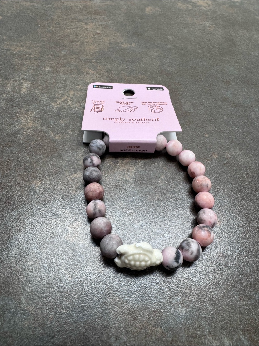 Simply Southern conservation stretch bracelet with White Turtle Charm